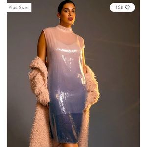 18W Plus Size - Glam ANTHROPOLOGIE cap sleeve, mock neck, slim, midi dress (NWT)